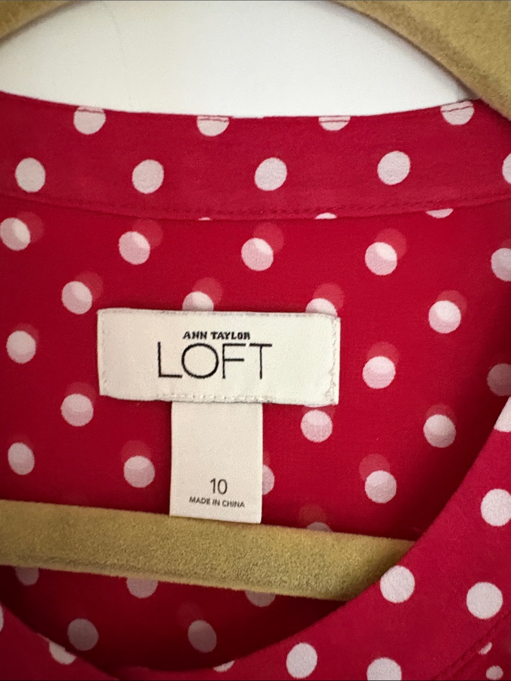 LOFT Red Polka Dot Ruffle Button-Front Blouse - Picture 2 of 3